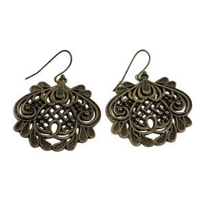 Vintage Brass Filigree Dangle Earrings Statement Jewelry For Women Boho Chic Sty